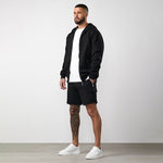 Gym King Linear Travel Full Zip Hood and Shorts - Black thumbnail