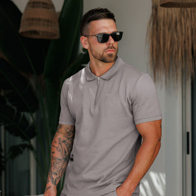 Gym King Portals Texture Polo - Clay Grey