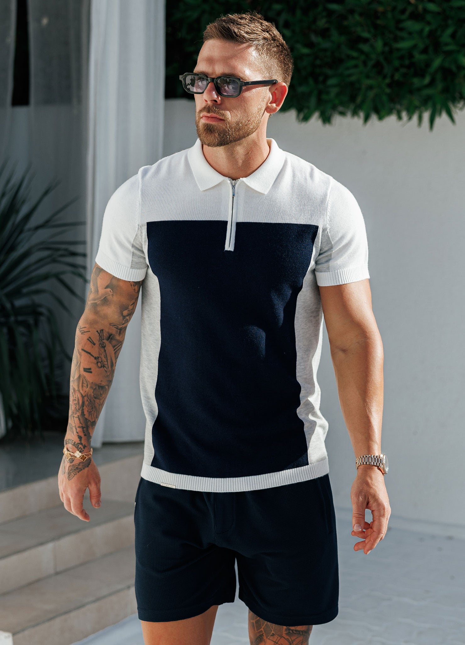Gym King Signature Colour Block Polo - Navy