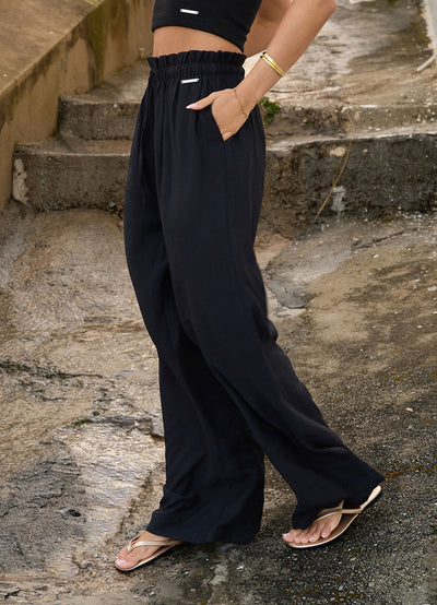 Gym King Signature Woven Paper Bag Trousers - Black