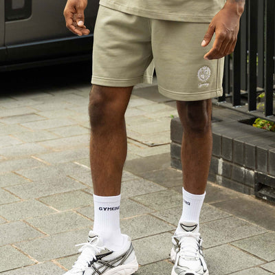 Gym King Heritage Crest Loopback Short - Soft Khaki