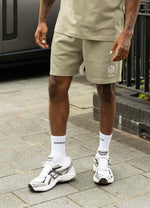 Gym King Heritage Crest Loopback Short - Soft Khaki thumbnail