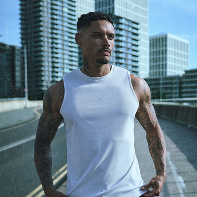 Gym King Rebellion Grit AOP Vest - Cream