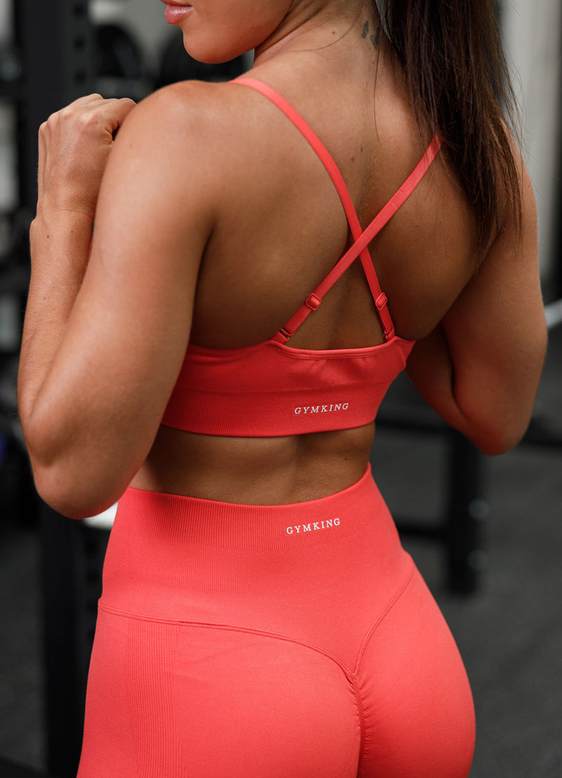 Gym King Sculpt Seamless Scrunch Bra - Coral Red