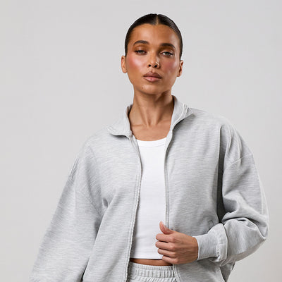 Gym King Waffle Full Zip Funnel - Grey Marl