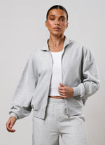 Gym King Waffle Full Zip Funnel - Grey Marl thumbnail