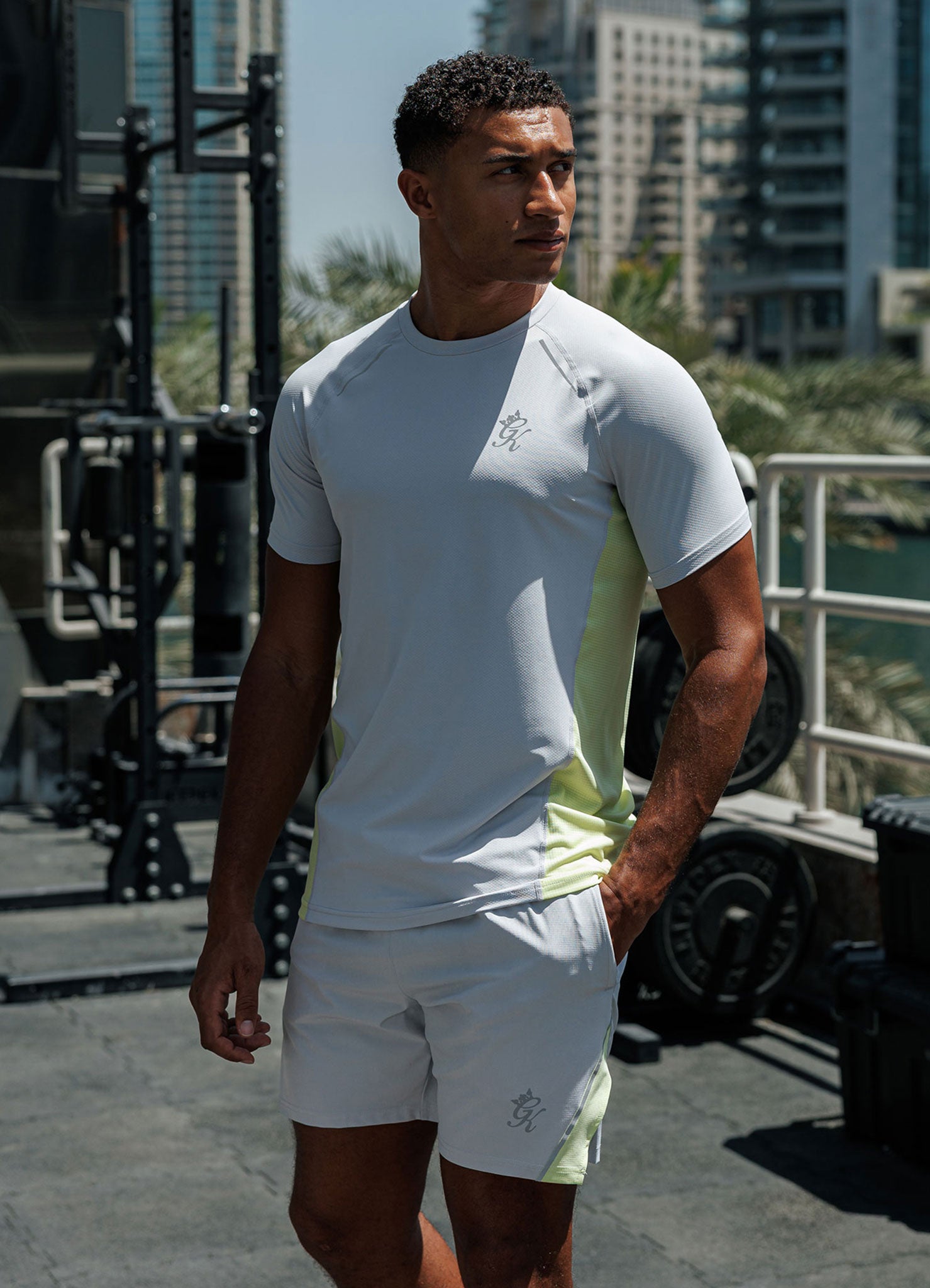 Gym King Flex 2.0 Tee - Light Grey/Sherbet Lime