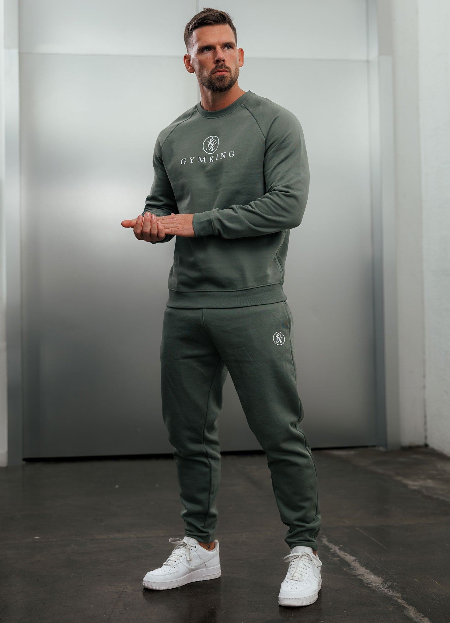 Gym King Pro Crew Tracksuit - Sage Grey
