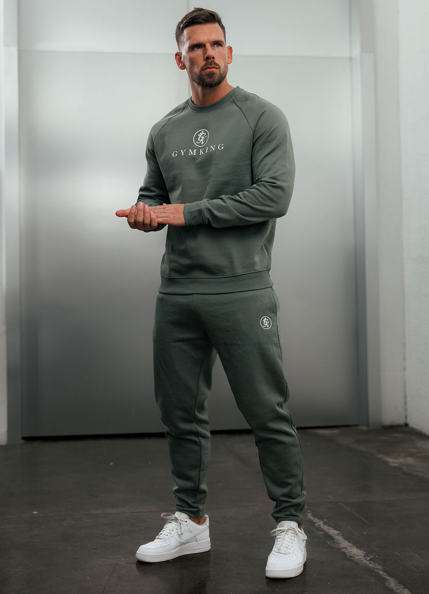 Gym King Pro Crew Tracksuit - Sage Grey