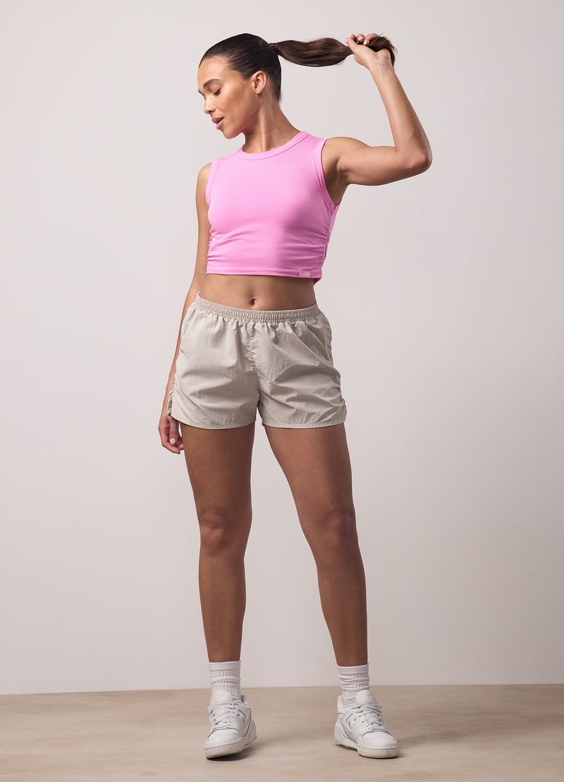 Gym King Ruched Jersey Tank - Bubblegum Pink