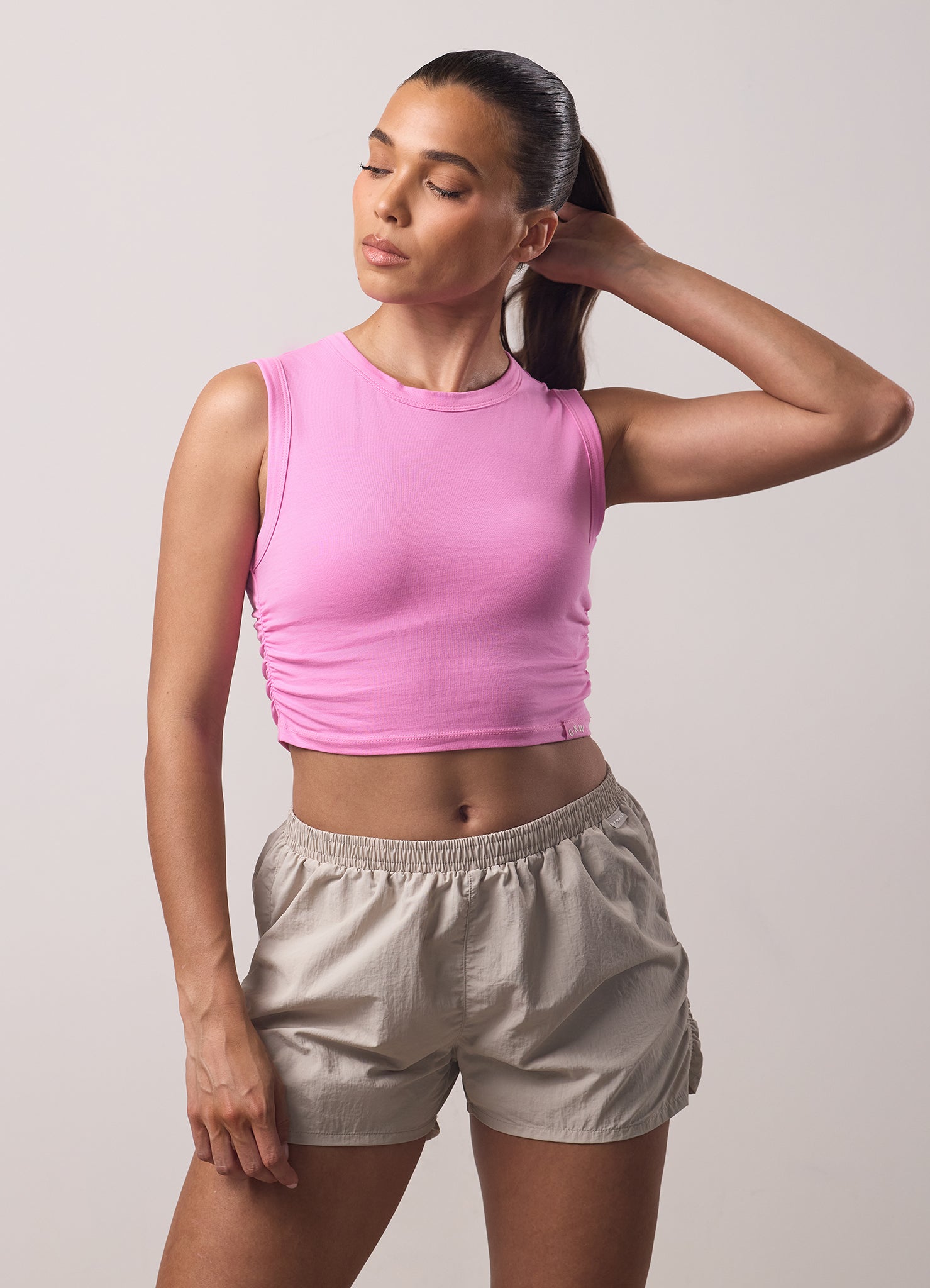 Gym King Ruched Jersey Tank - Bubblegum Pink