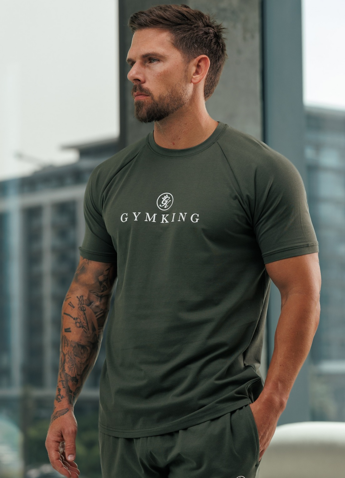 Gym King Pro Logo T-Shirt - Dark Olive
