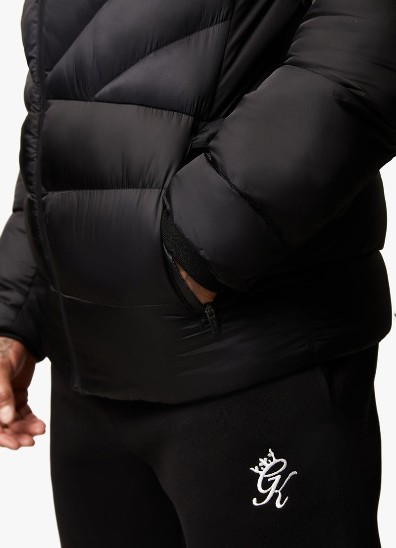 Gym King Vertex Panelled Puffer Jacket - Black