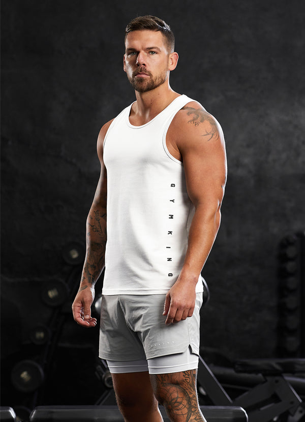 Gym King Rebellion Vest - White/Black