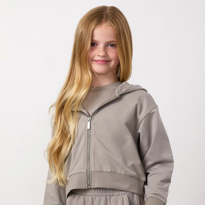 Gym King Mini Victory Boxy Full Zip Hoodie - Taupe