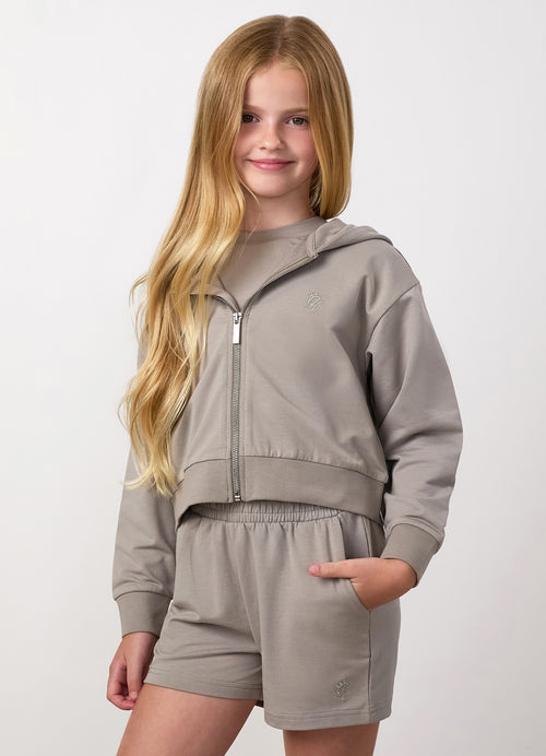Gym King Mini Victory Boxy Full Zip Hoodie - Taupe