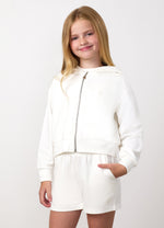 Gym King Junior Victory Boxy Full Zip Hoodie - Cream thumbnail