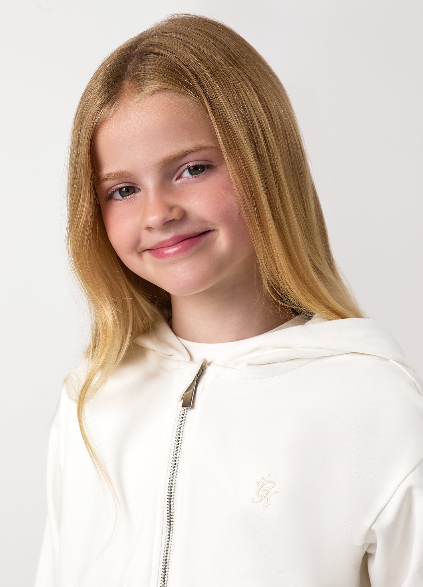 Gym King Older Kids Victory Boxy Full Zip Hoodie - Cream