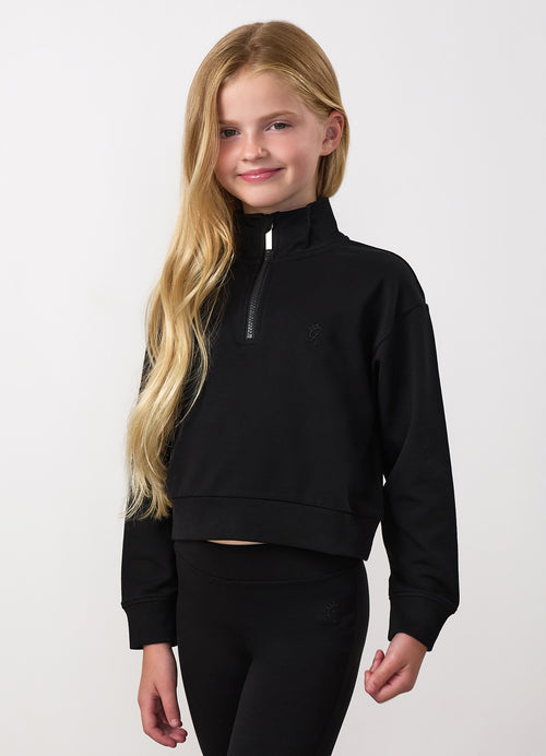 Gym King Junior Victory Boxy 1/4 Zip Funnel - Black