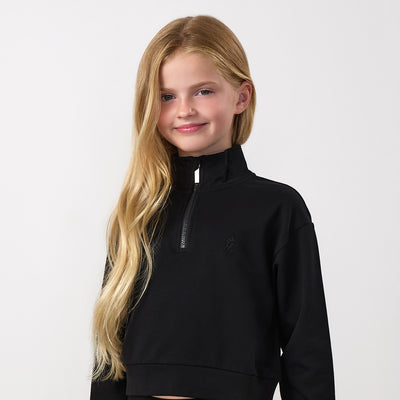 Gym King Mini Victory Boxy 1/4 Zip Funnel - Black