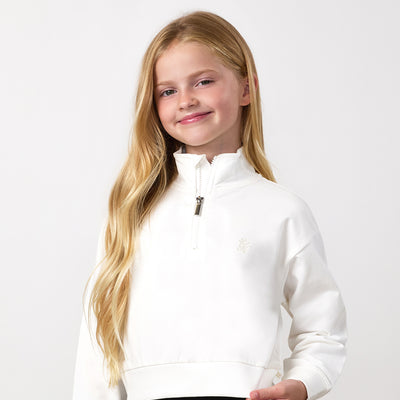 Gym King Mini Victory Boxy 1/4 Zip Funnel - Cream