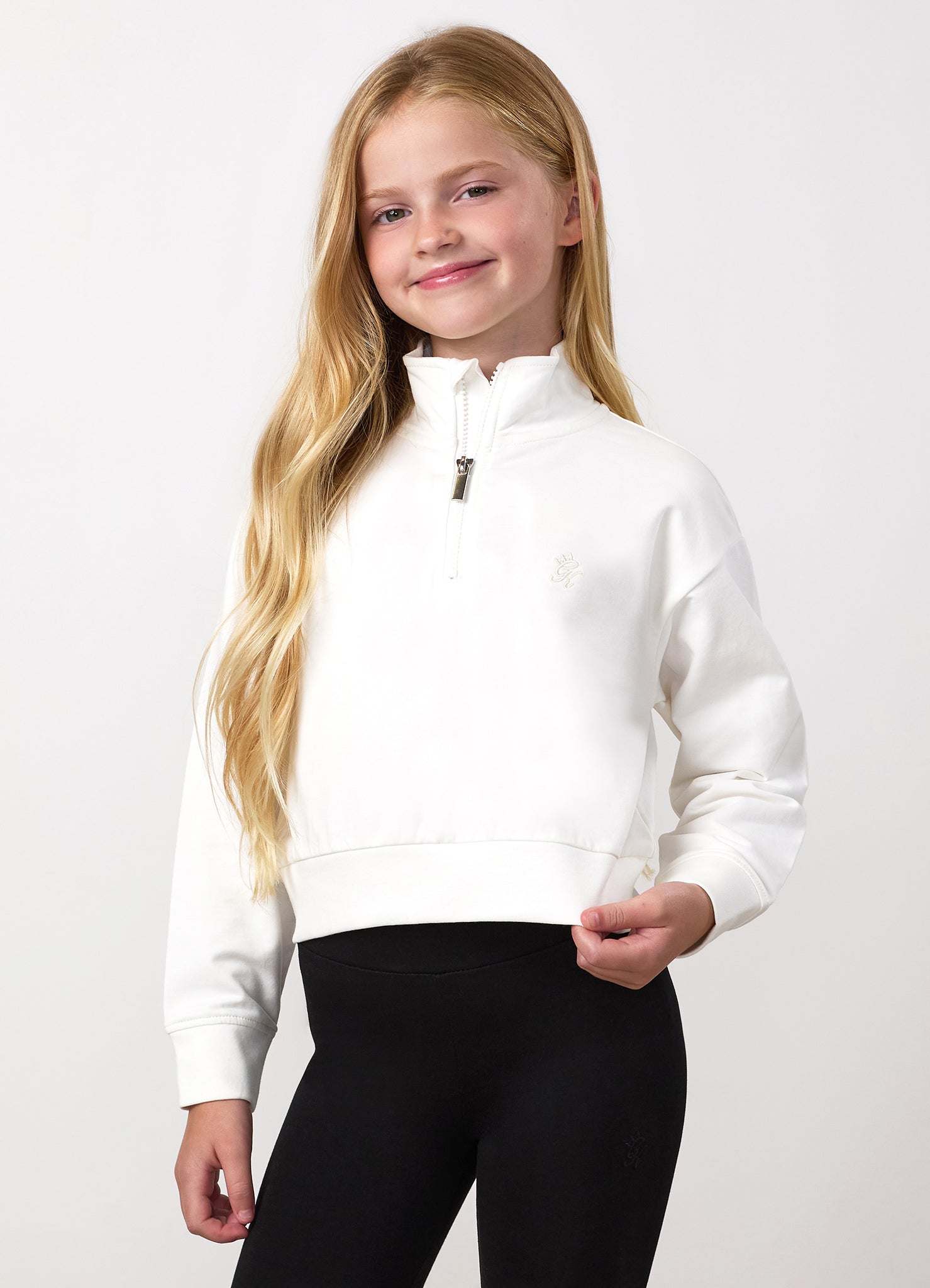 Gym King Mini Victory Boxy 1/4 Zip Funnel - Cream