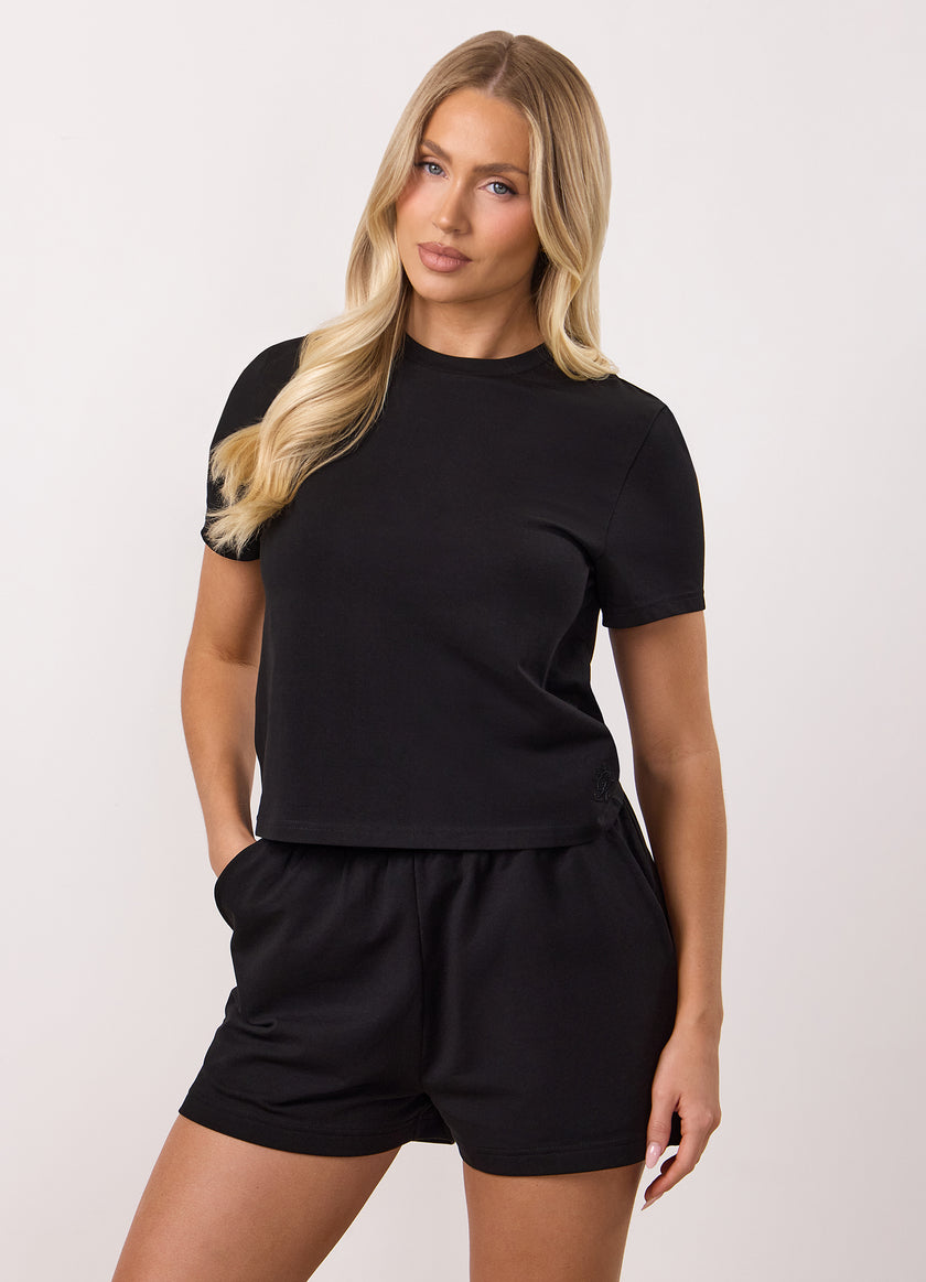 Gym King Victory Jersey Cap Sleeve Tee - Black