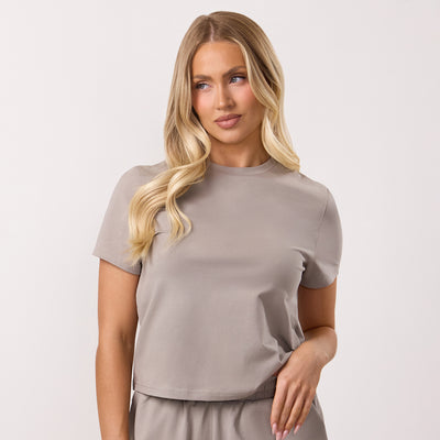 Gym King Victory Jersey Cap Sleeve Tee - Taupe