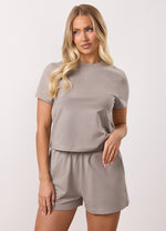 Gym King Victory Jersey Cap Sleeve T-Shirt - Taupe thumbnail