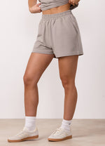 Gym King Victory Loopback Full Zip Crop Hood and Shorts - Taupe