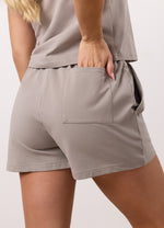 Gym King Victory Loopback Full Zip Crop Hood and Shorts - Taupe