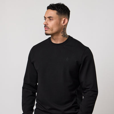 Gym King Victory Lightweight Loopback Crew - Black