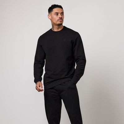 Gym King Victory Loopback Crew Tracksuit - Black