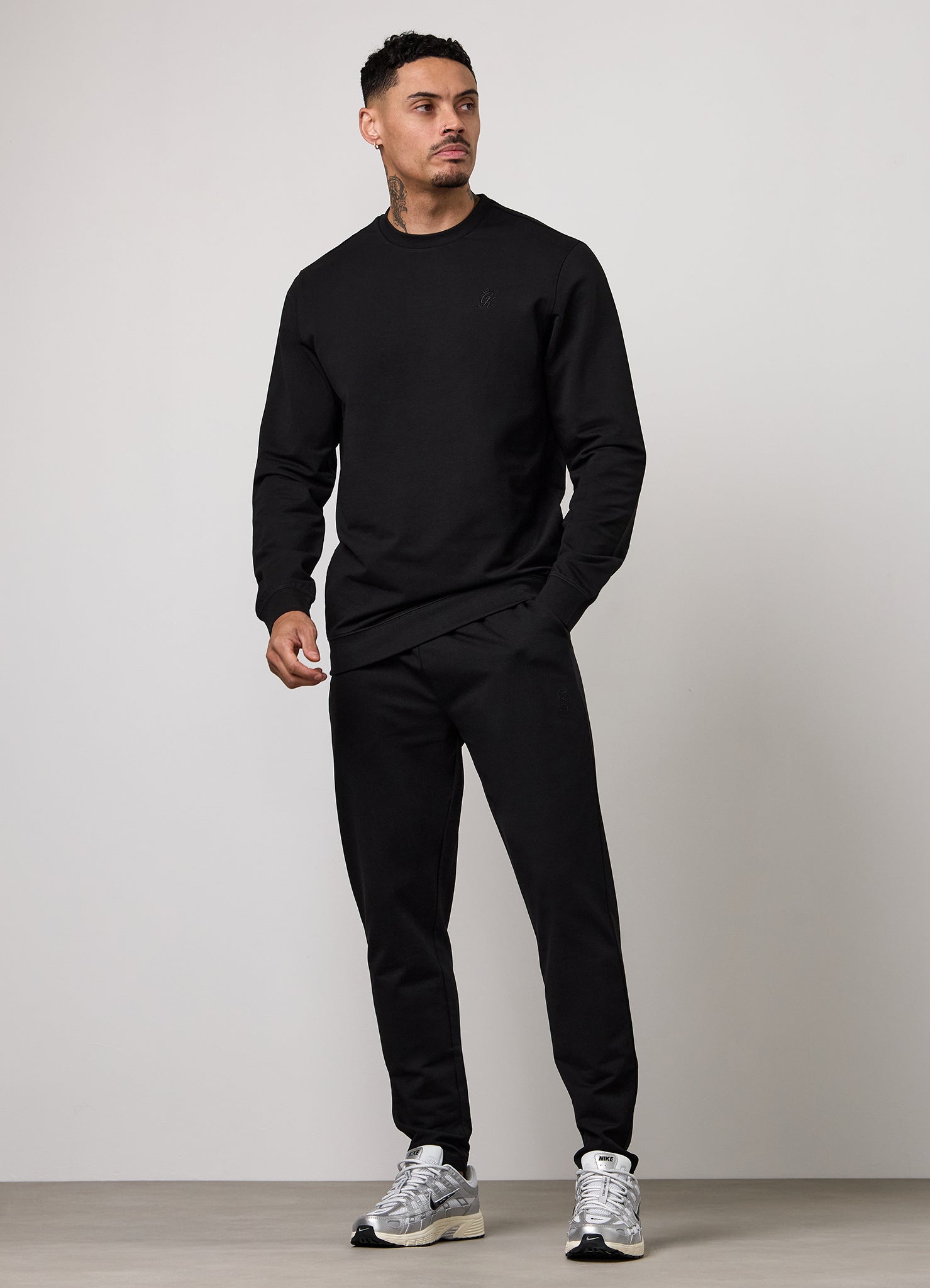 Gym King Victory Loopback Crew Tracksuit - Black