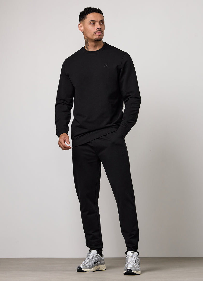 Gym King Victory Loopback Crew Tracksuit - Black