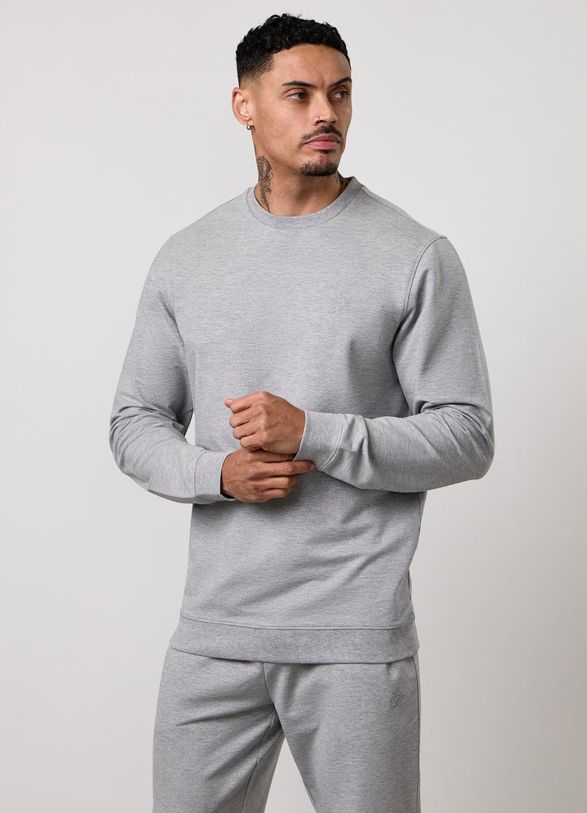 Gym King Victory Loopback Crew Tracksuit - Grey Marl