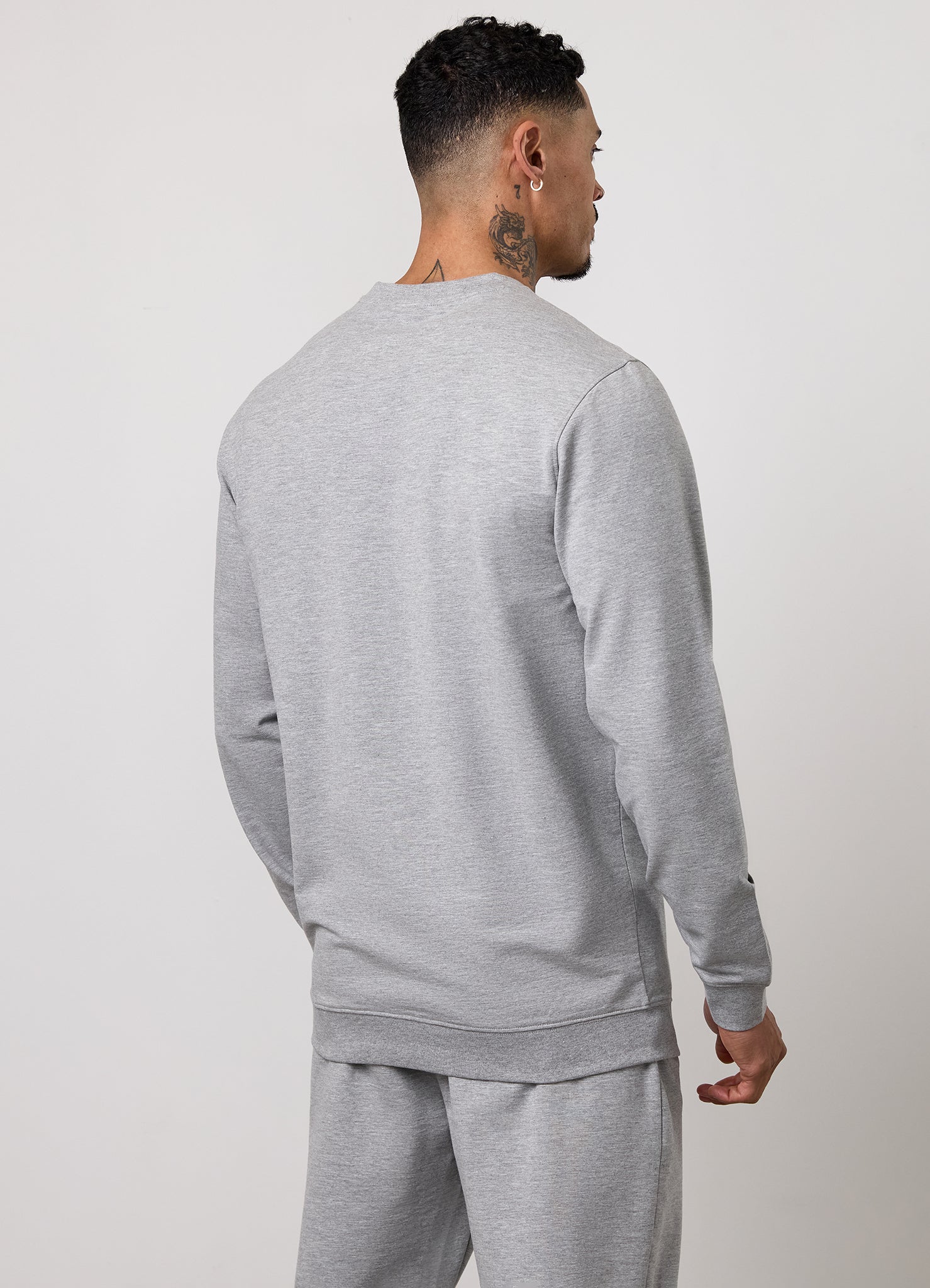 Gym King Victory Loopback Crew Tracksuit - Grey Marl