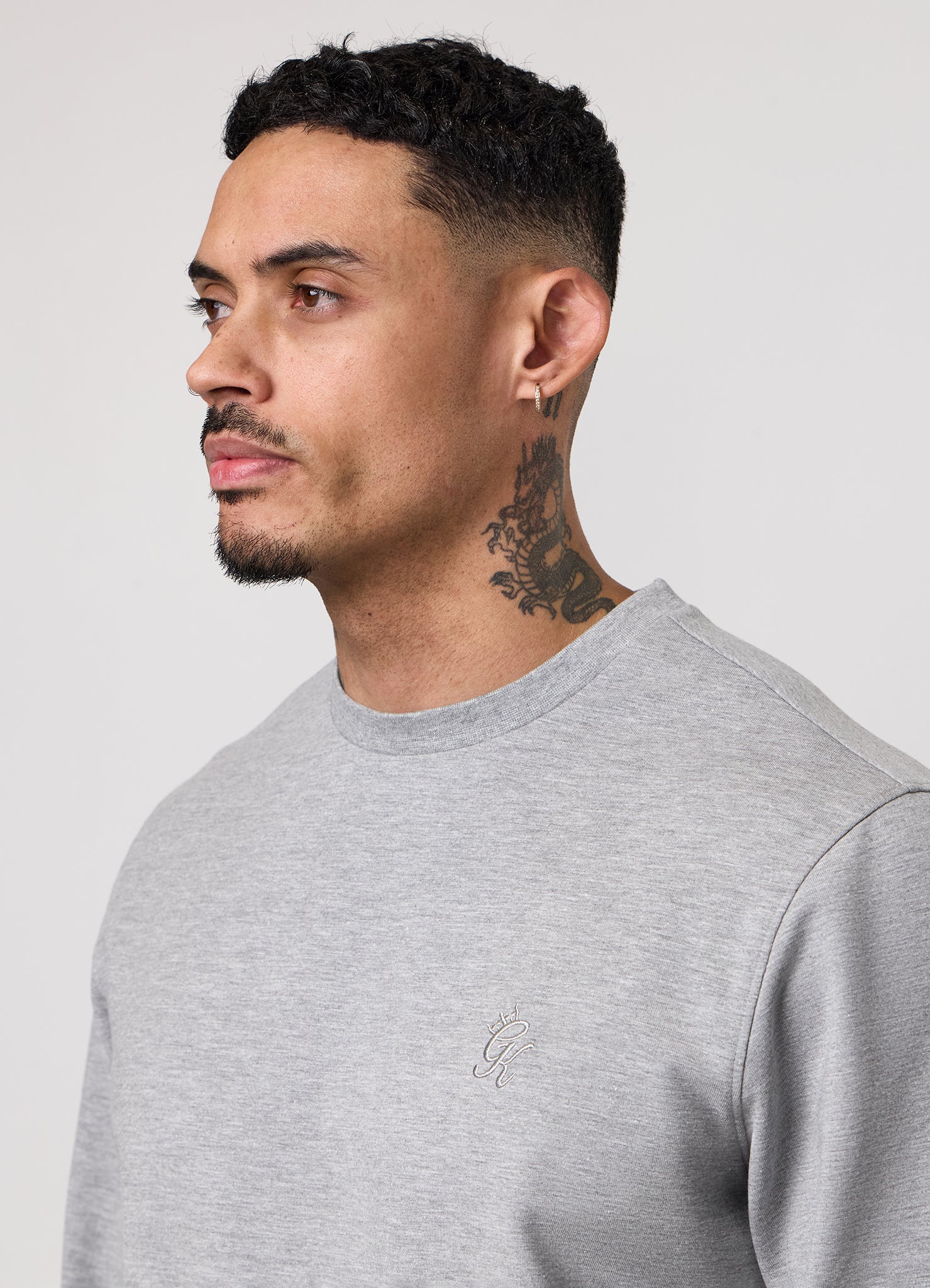 Gym King Victory Loopback Crew Tracksuit - Grey Marl