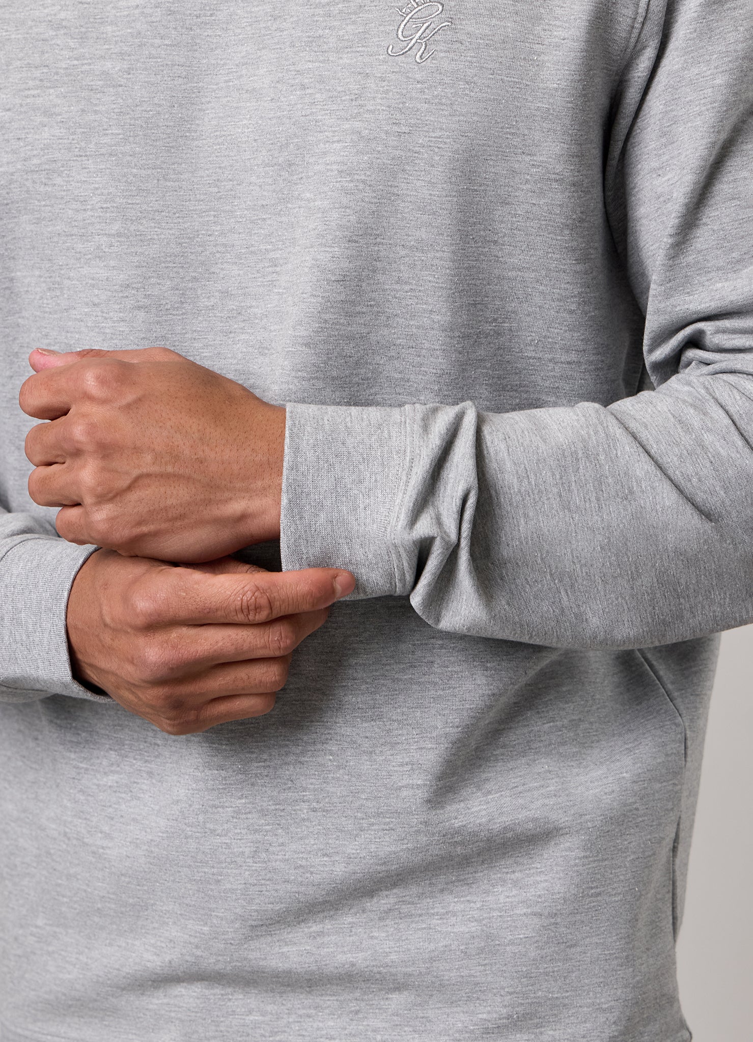 Gym King Victory Loopback Crew Tracksuit - Grey Marl