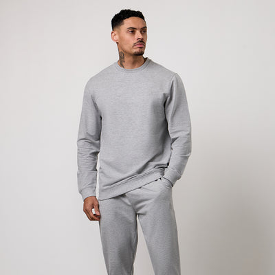 Gym King Victory Loopback Crew Tracksuit - Grey Marl