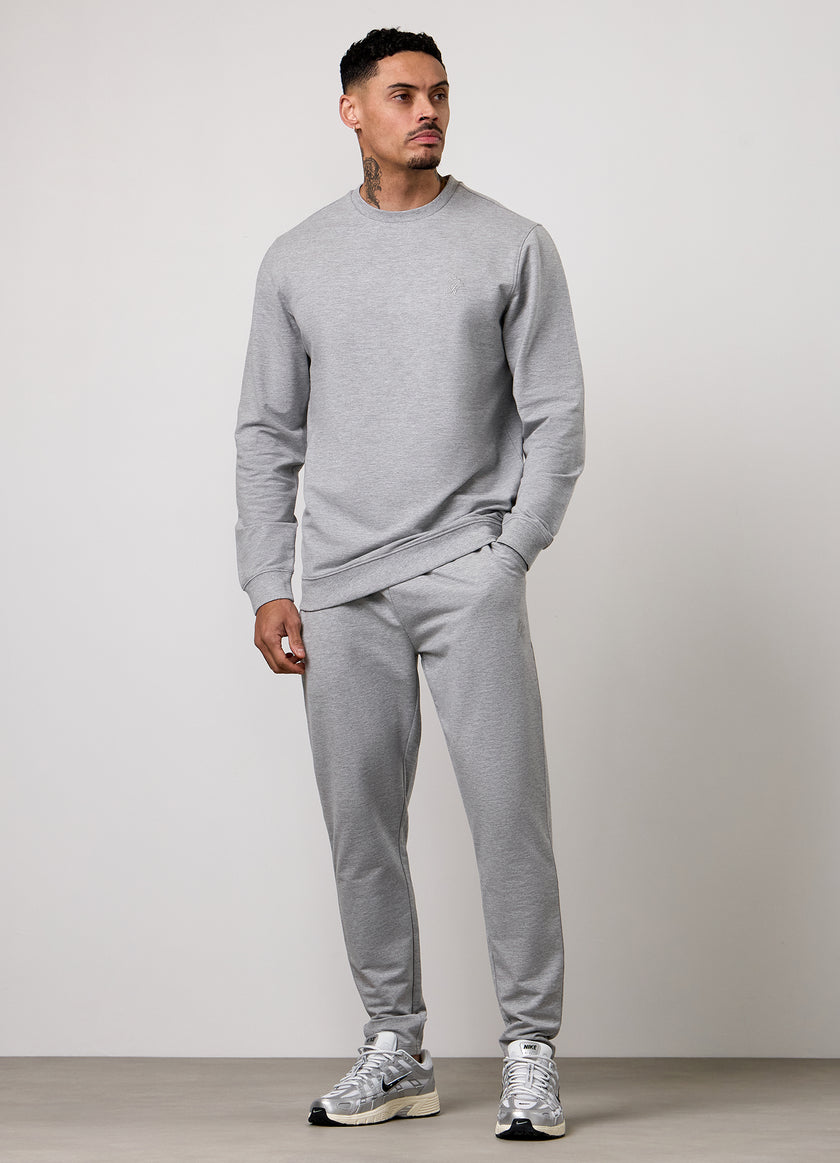 Gym King Victory Loopback Crew Tracksuit - Grey Marl