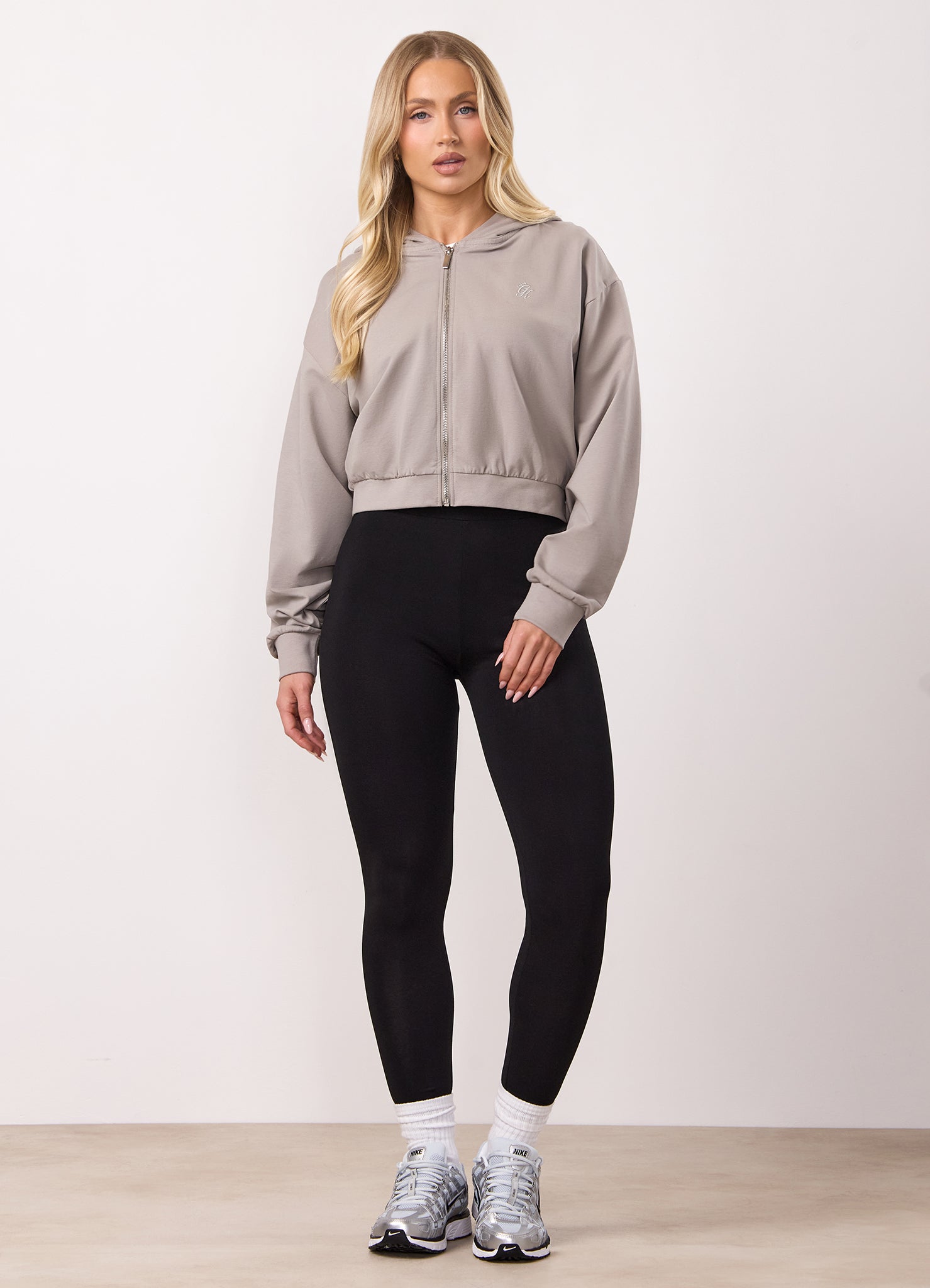 Gym King Victory Loopback Full Zip Crop Hood - Taupe