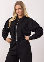 Gym King Victory Lightweight Loopback Full Zip Crop Hoodie - Black thumbnail