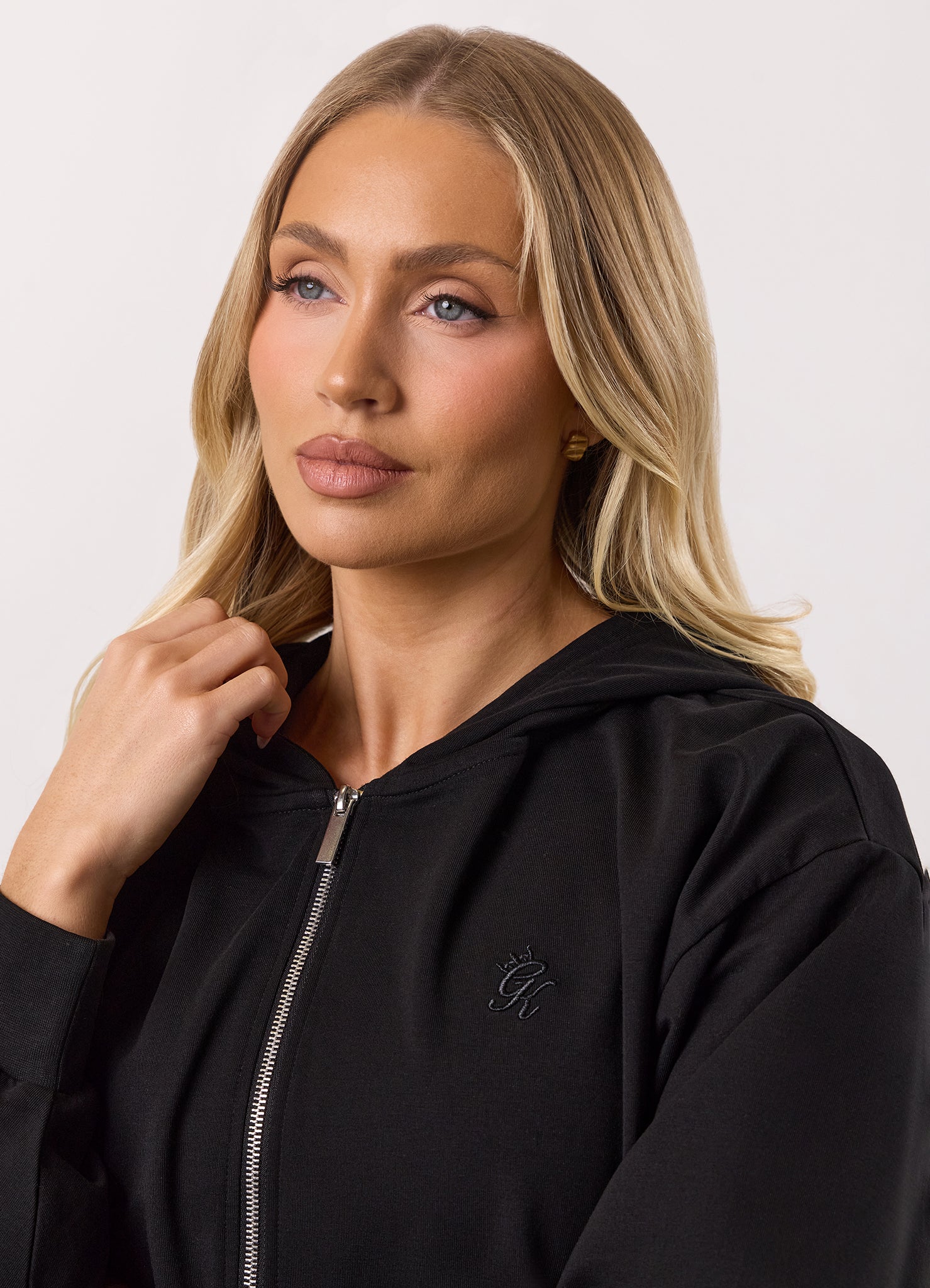 Gym King Victory Loopback Full Zip Crop Hood - Black