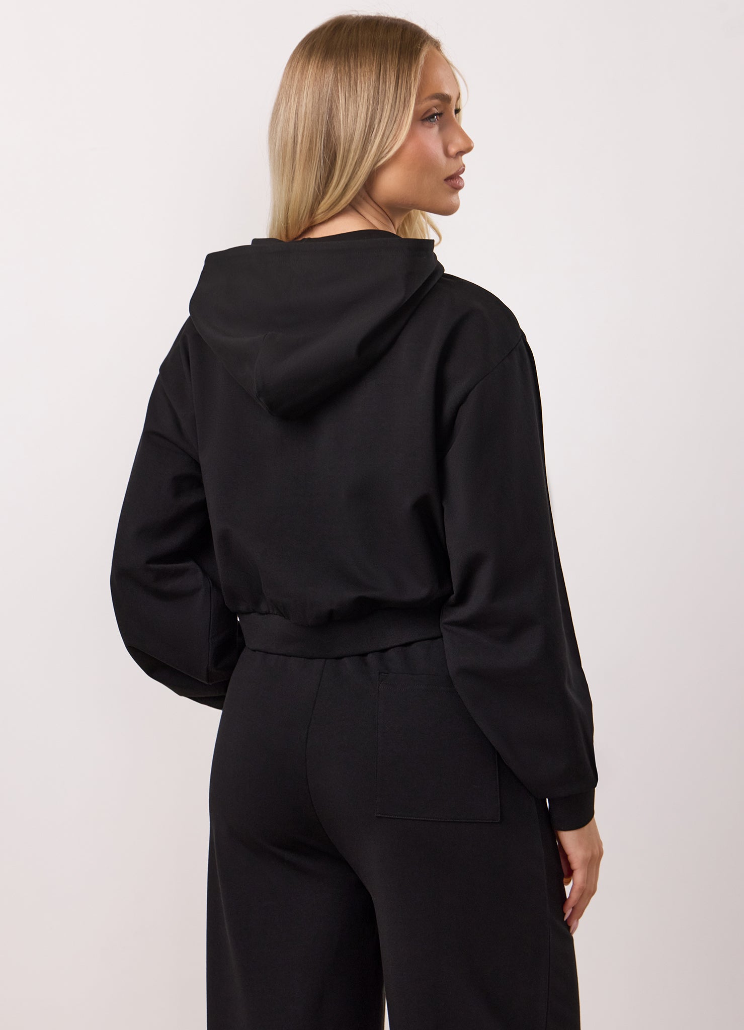 Gym King Victory Lightweight Loopback Full Zip Crop Hoodie - Black