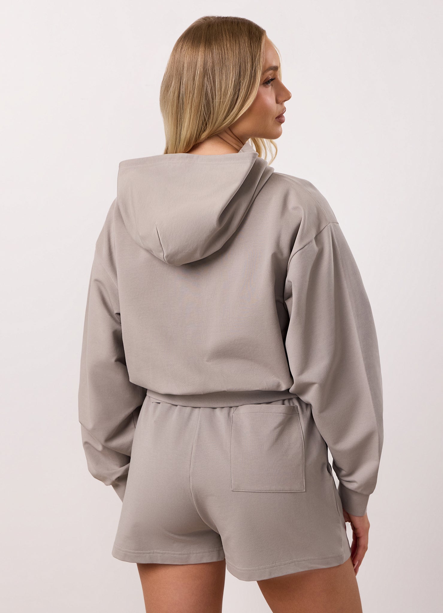 Gym King Victory Loopback Full Zip Crop Hood - Taupe