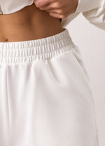 Gym King Victory Loopback Full Zip Crop Hood and Shorts - Cream