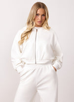 Gym King Victory Loopback Full Zip Tracksuit - Cream