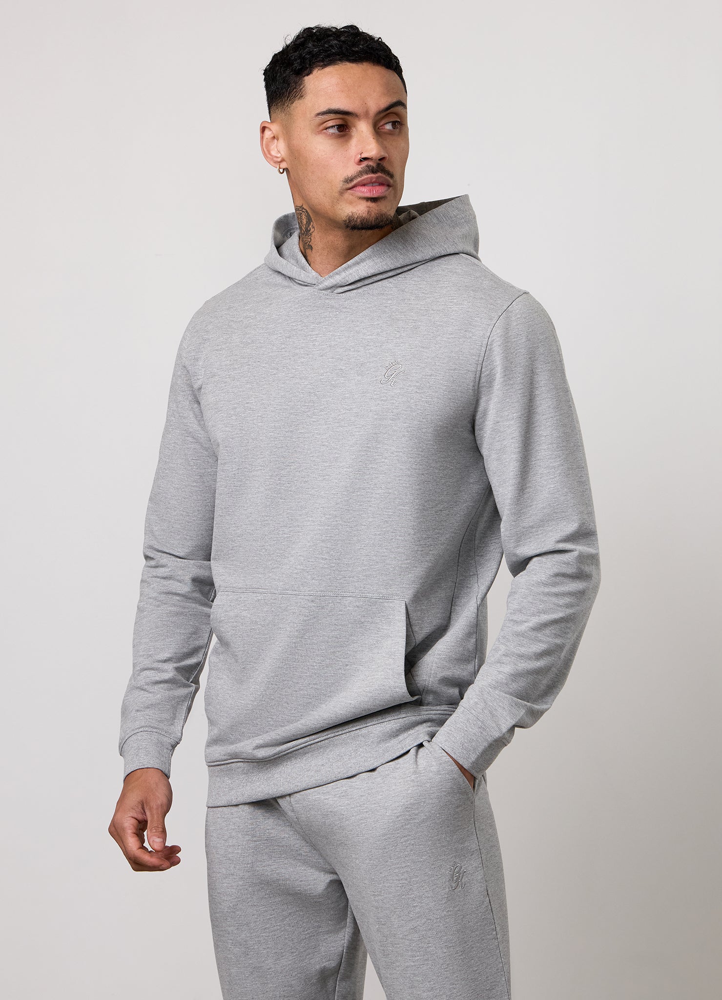 Gym King Victory Lightweight Loopback Hoodie - Grey Marl