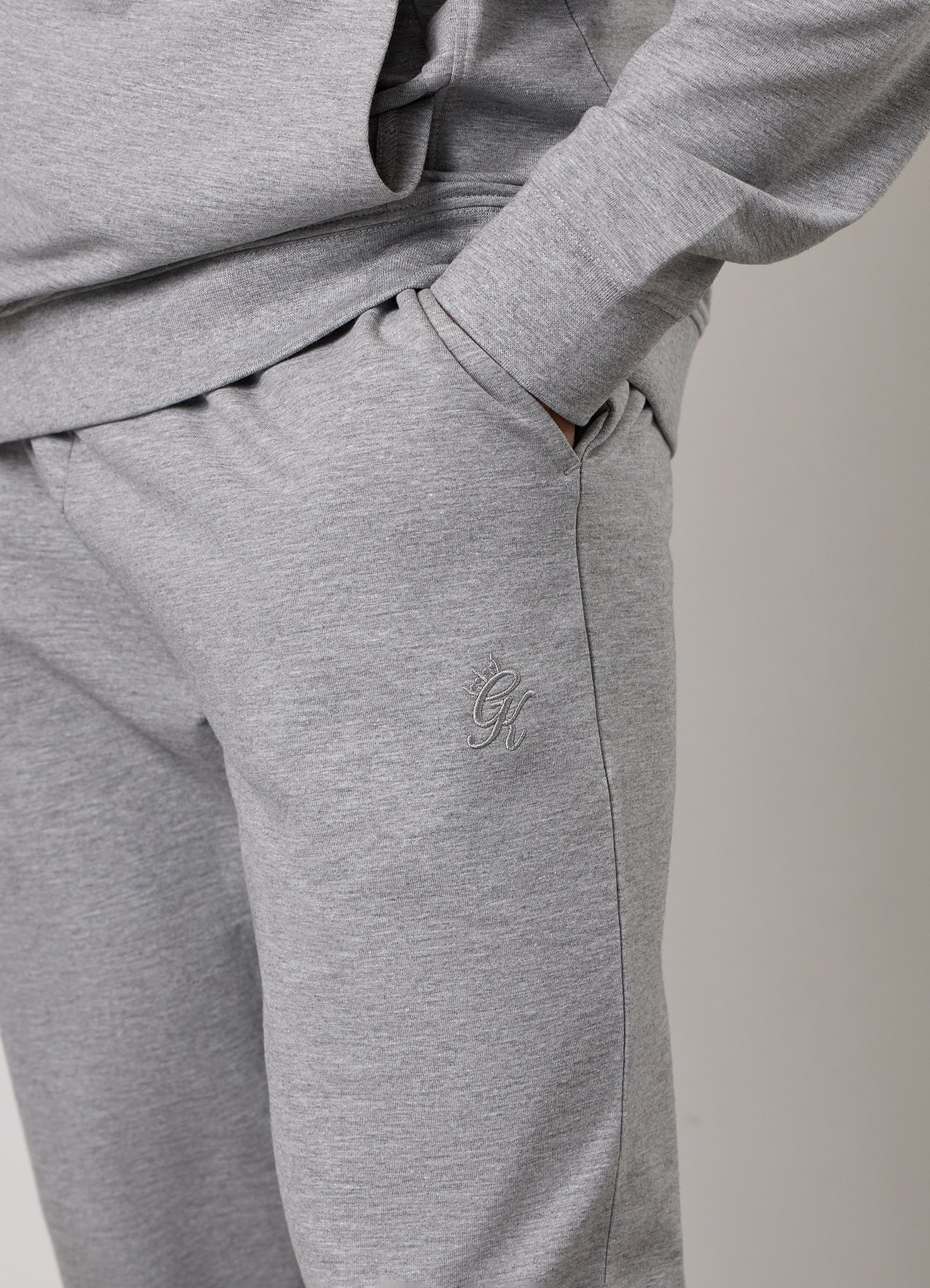 Gym King Victory Loopback Crew Tracksuit - Grey Marl